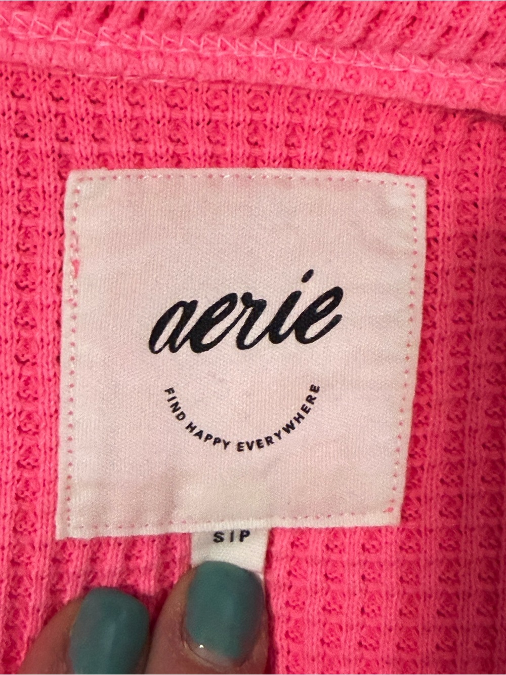 Aerie Lumberjane Waffle Shirt Shacket Coral Sun Neon Pink Oversized Small - Picture 5 of 12